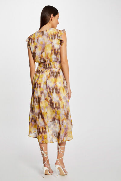 Midi waisted dress abstract print multico ladies'
