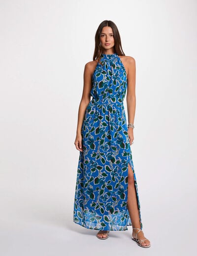 Printed flared long dress multicolor women