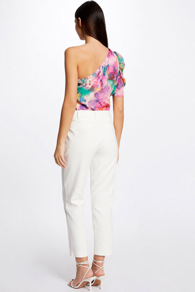 Asymmetrical blouse floral print multico ladies'
