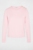 Sweater with round neck and buttons light pink women