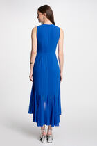 Robe midi droite fluide bleu electrique femme