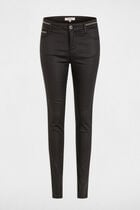 Slim trousers with wet effect black women