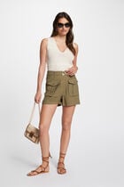 Top maille col en V ivoire femme