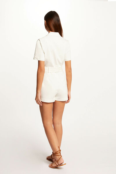 Straight belted jumpsuit ecru ladies'