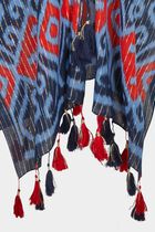 Cape imprimée à pompons multicolore femme