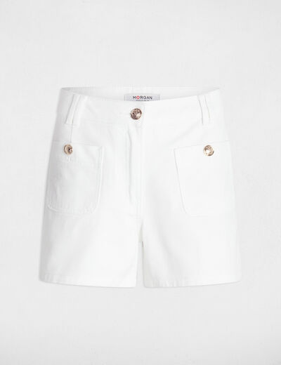 High-waisted denim short white women