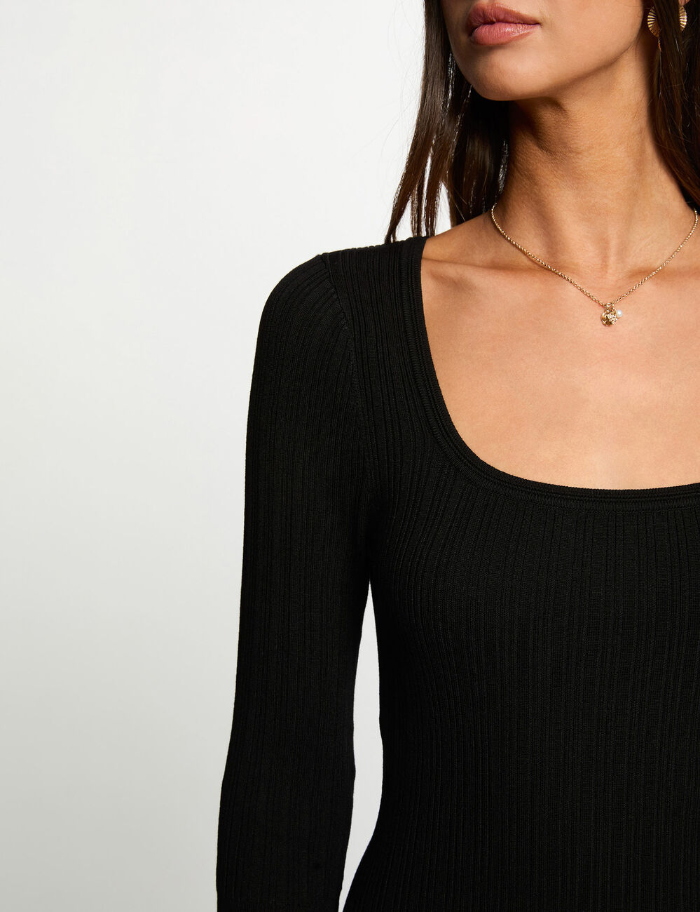 Knitted dress with 3/4 sleeves black women