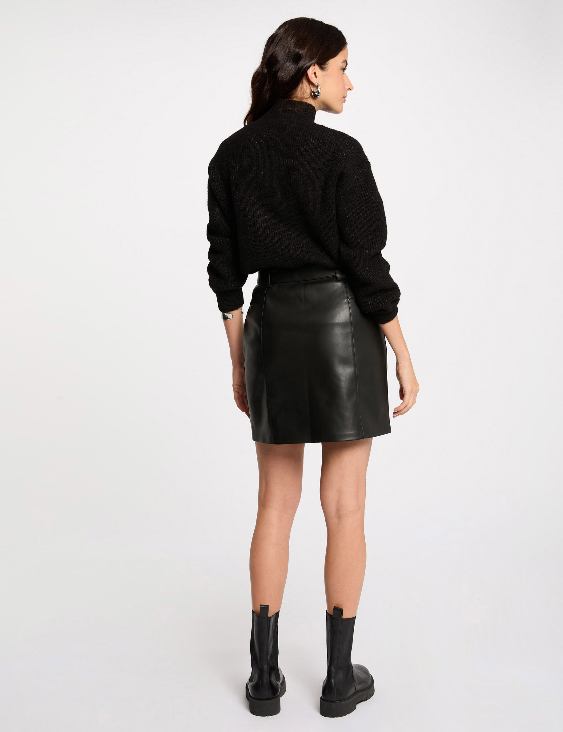 スカート melt the lady fake leather mini skirt Mini skirt wide fit made in fake leather with crocodile