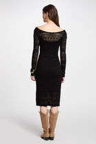 Fitted maxi knitted dress black women