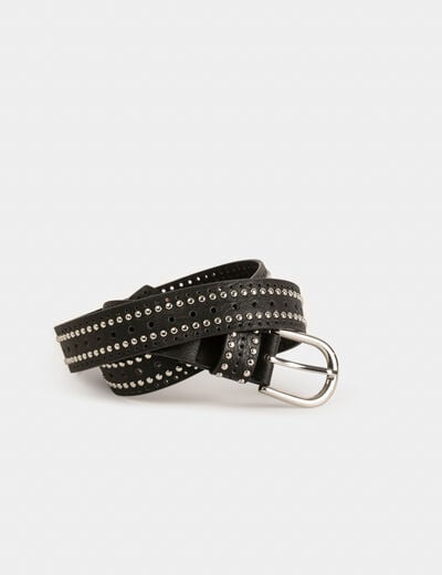 Belt with studs and perforations black women