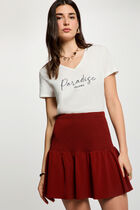 Fitted short skirt cognac brown women