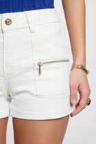 Fitted shorts zipped details ecru women