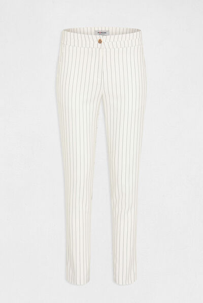 Striped cropped fitted city trousers ecru ladies'