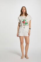 Acid wash denim shorts ecru women