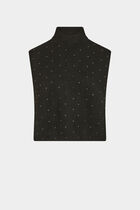 Poncho with rhinestone collar black women