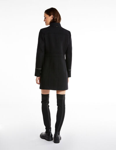 Straight coat with flap pockets black ladies'