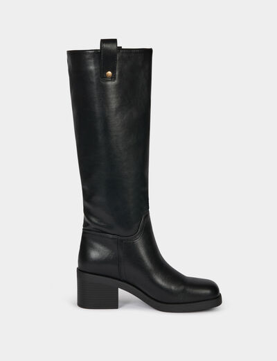 heeled faux leather boots black women Heeled faux leather boots black women