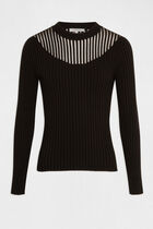Long-sleeved jumper with high collar black women