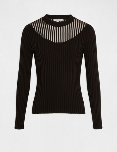 Long-sleeved jumper with high collar black ladies'