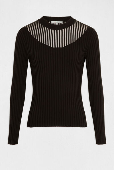 Long-sleeved jumper with high collar black ladies'