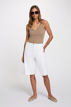 Fitted v-neck tank top taupe women