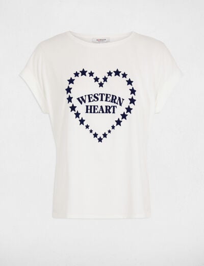 Straight t-shirt with round neck white women