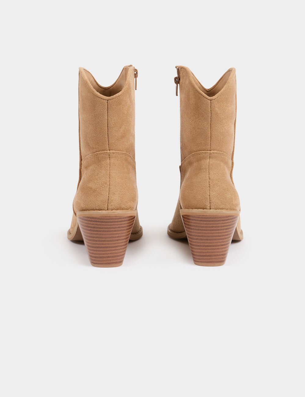 Bottines western à talons beige femme