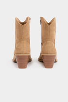 Bottines western à talons beige femme