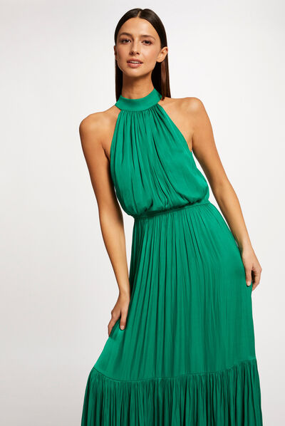 Maxi loose A-line dress green ladies'