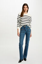 Stripped jumper round neck ecru women