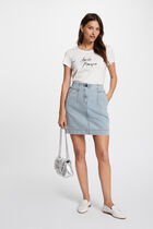 T-shirt embroidered message ecru women