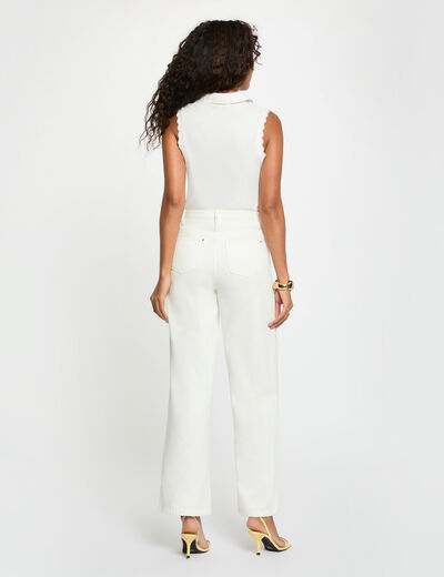 Sleeveless top with a lapel collar white women