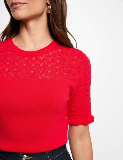 Short-sleeve sweater red women