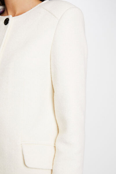 Straight buttoned coat ivory ladies'
