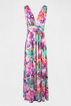 Robe longue cintrée imprimé floral multico femme