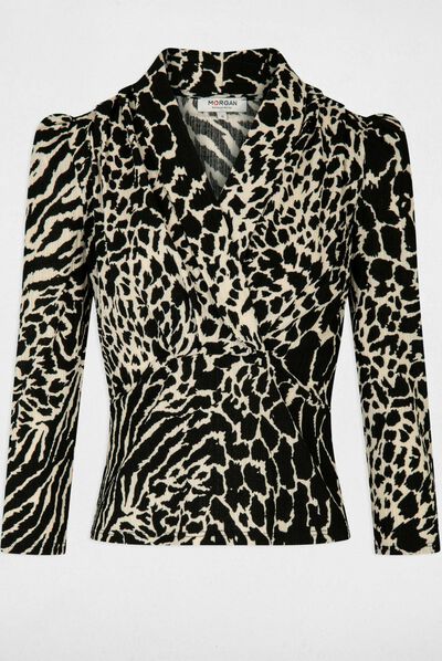 3/4-length sleeved t-shirt animal print multico ladies'