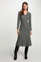 Fitted midi knitted dress anthracite grey women