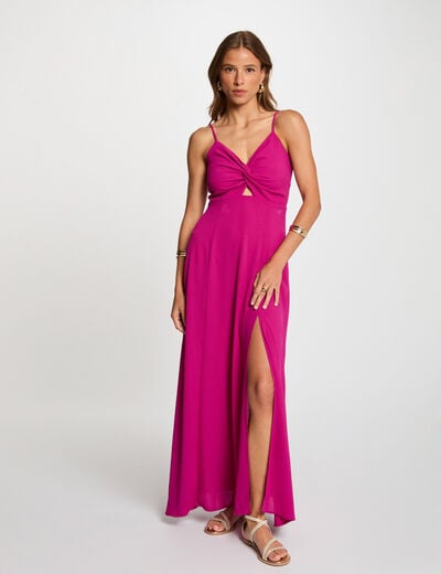 Straight maxi dress with slit purple women
