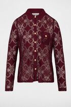 Lace shirt with a notched collar bordeaux women
