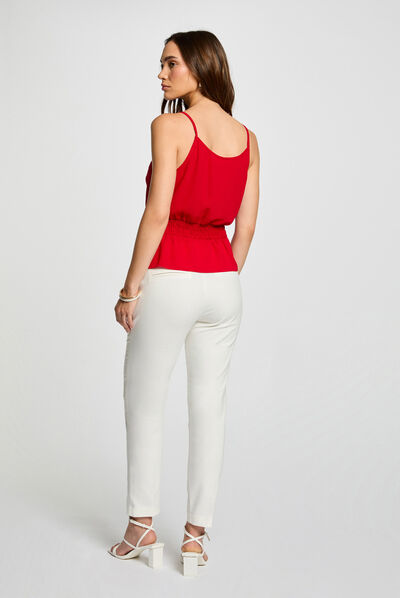 Cropped straight city trousers ecru ladies'