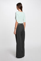 Pull col en V vert clair femme