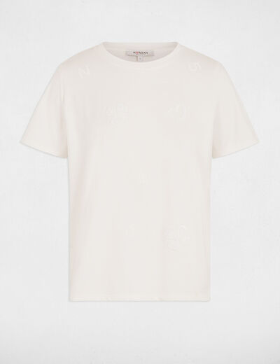 Embroidered round neck t-shirt white women