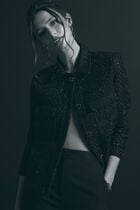 Buttoned tweed jacket black women