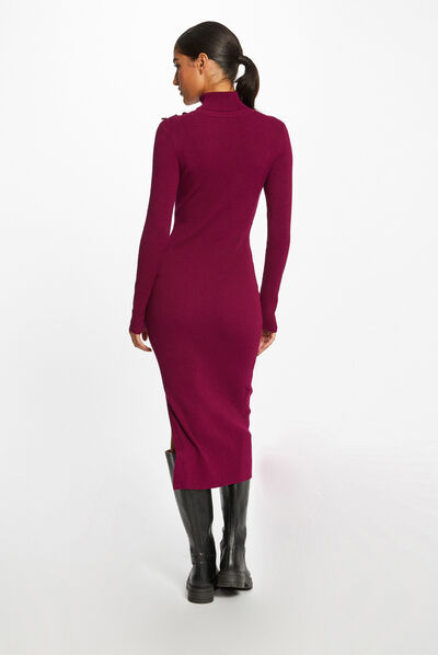 Fitted maxi jumper dress with slit  ladies'
