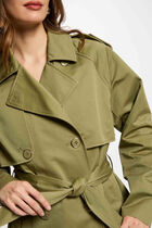 Belted long trenchcoat sand women