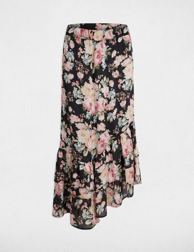 Printed midi skirt ruffles multicolor women