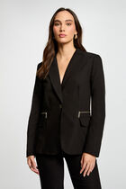 Waisted jacket zipped details black women