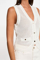 Sleeveless openwork cardigan white women