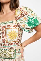 Short dress with puff sleeves multicolor women