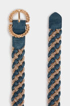 Braided denim belt stone wash denim women
